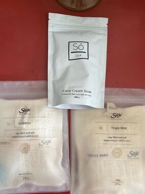3pc Spa Bundle Saje Soap Infused Wash Pads + Coconut Cream Soak